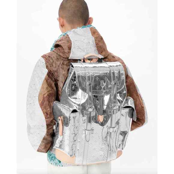 Louis Vuitton Christopher PM Silver Mirror Monogram Backpack Weekend Travel Bag - Picture 3 of 12